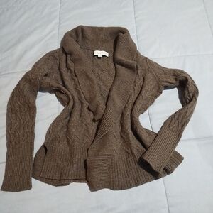 LOFT Women's Brown Cable-Knit Shawl Cardigan
